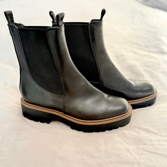 Black Leather Women's Combat style Boots - Picture 1 of 4